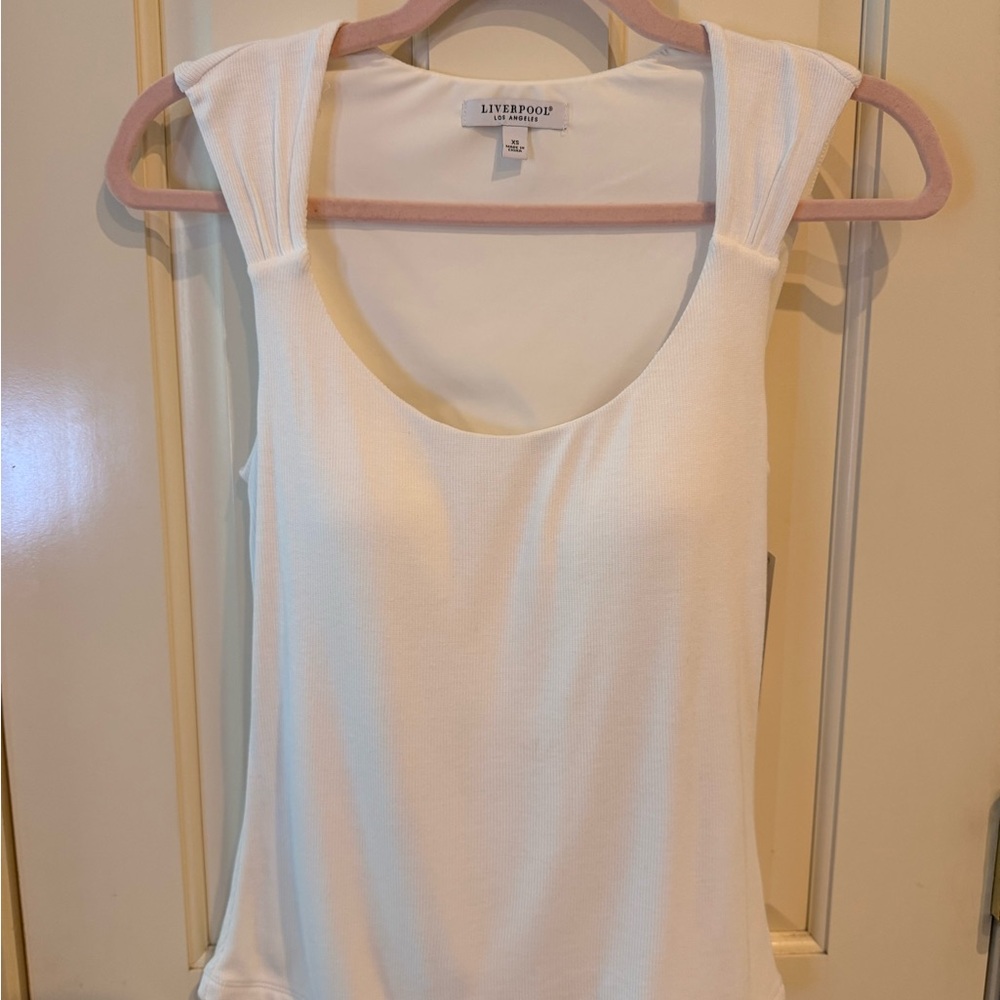 Liverpool Cream Scoop Neck Tank with Wide Straps